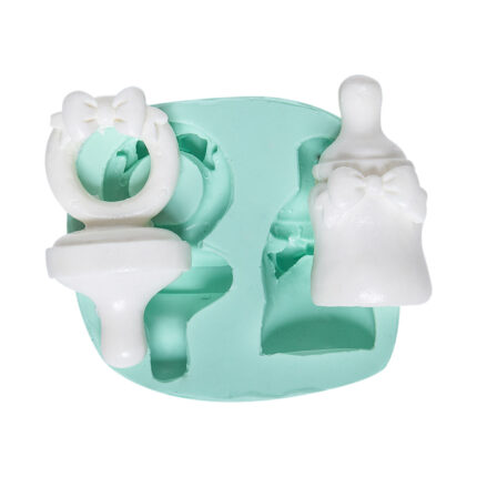 Fiyonk detaylı emzik figürü ve bebek biberon kokulu taş yapımı için silikon kalıp modeli.