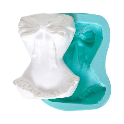 Fiyonklu korse silikon kalıbı ve dökümden elde edilmiş korse figürü. Vintage stil dekorasyon için ideal.