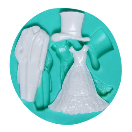 Gelin damat ve şapkası silikon kalıbı. Düğün dekorasyonu, sabun, takı ve kişiye özel hediye yapımı için ideal.