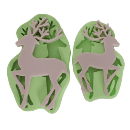 Geyik seti silikon kalıp: Orman hayvanları koleksiyonu için iki adet geyik figürü silikon kalıp.