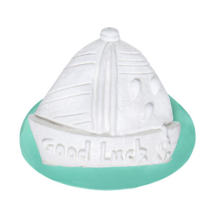 Good Luck yazılı yelkenli silikon kalıbı ile yapılmış dekoratif obje. Deniz temalı obje.