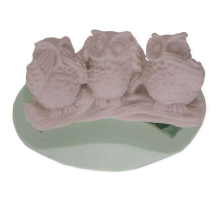 Üç baykuşlu silikon kalıp: 'Görmüyorum, Duymuyorum, Konuşmuyorum' temalı, eğlenceli dekorasyon için uygun, RTV2 kalıp.