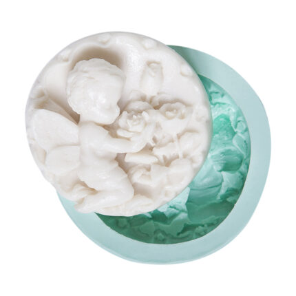 Gül toplayan çocuk silikon kalıbı: Bebek temalı sabun, mum veya takı yapımı için ideal.