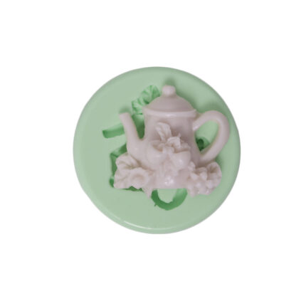 Güllü çaydanlık silikon kalıp: Kurdelya vintage tasarım, klasik mutfak dekorasyonu için ideal.