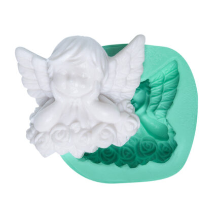 Güllü melek biblo yapımı için çiçekli melek kalıbı. Bahçe meleği sabun kalıbı. Çiçek süslemeli reçine süs.