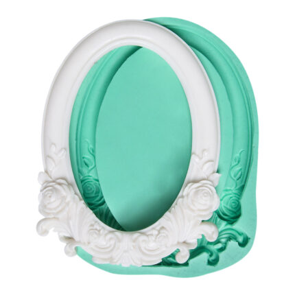 Gül işlemeli çerçeve biblo yapımı için çiçek desenli oymalı silikon kalıp.