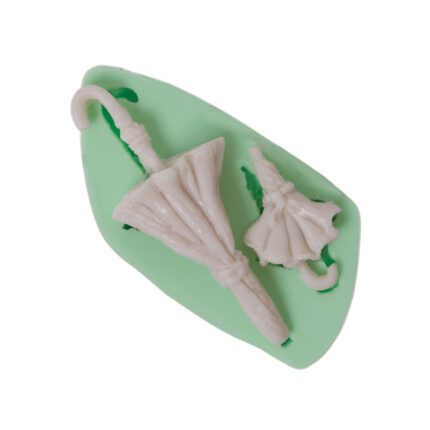 İki boy şemsiye silikon kalıp: Kurdelya şık şemsiye figürü silikon kalıp modeli, yaz temalı dekorasyon için.