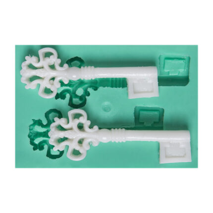 Kurdelya ikili anahtar figürlü silikon kalıbı: antika anahtar kokulu taş yapımı için ideal.