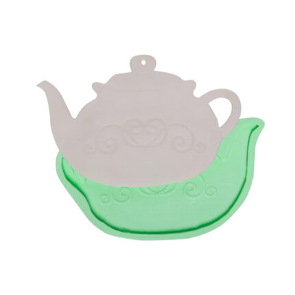 İşlemeli çaydanlık delikli silikon kalıbı, mutfak temalı süs veya sabun yapımı için ideal.