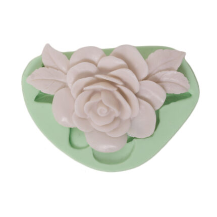 Kabarık gül dekorluk silikon kalıp: RTV2 silikonundan gül figürü kalıbı, 13x8x2cm boyutunda. 3D gül silikon kalıp.