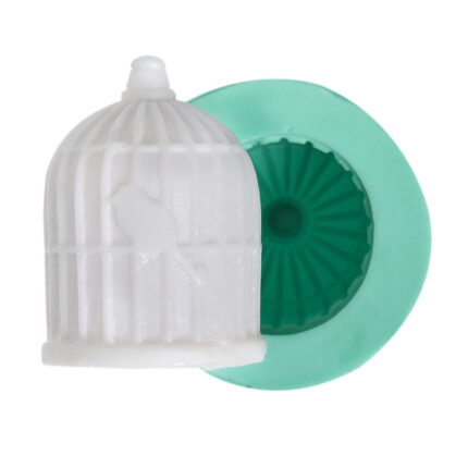 Kafes içindeki kuş kalıbı: Reçine, sabun, alçı ve kokulu taş dökümü için silikon kalıp.