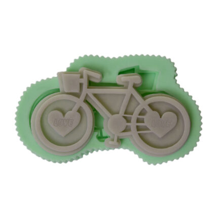 Kalp tekerlekli bisiklet silikon kalıp: Sevgililer Günü süsü için bisiklet figürü kalıbı.