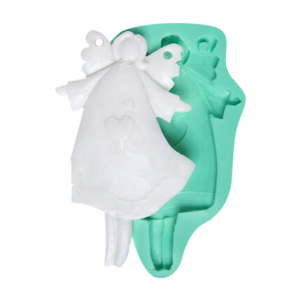 Kurdelya Romantik Kalpli Melek Desenli Silikon Kalıbı ile yapılmış kalpli melek biblo.