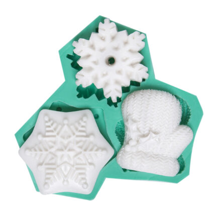 Kış temalı kar tanesi, eldiven silikon kalıbı. Kar temalı sabun, dekoratif obje yapımı için ideal.