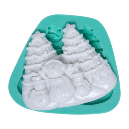 Kardan adamlar ve yılbaşı ağacı silikon kalıbı: kış dekorasyonu için eğlenceli tasarım