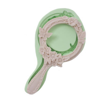 Kelebek detaylı el aynası silikon kalıp. Dekoratif ayna yapımı için ideal.