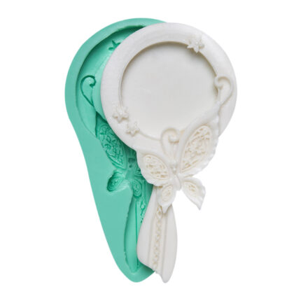 Kelebekli el aynası kalıbı: Süslemeli ayna biblo yapımı için silikon kalıp.