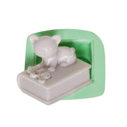 Kitabın üstünde kedi silikon kalıbı ile yapılmış dekoratif obje. Kitapta "guardian" yazıyor. Ev dekorasyonu için ideal.