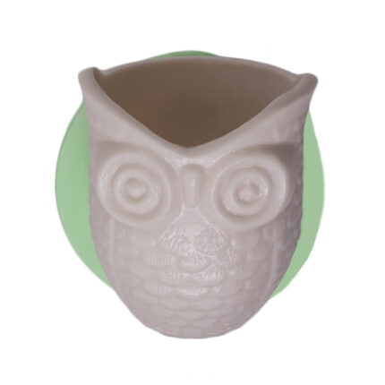 Kurdelya koca gözlü baykuş saksı silikon kalıbı ile yapılmış baykuş figürlü saksı.