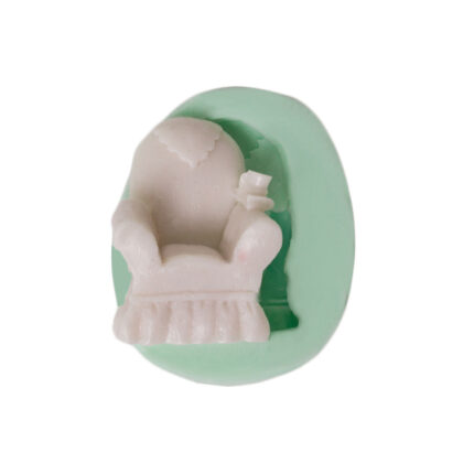 Koltuk figürü silikon kalıp: Kitap ve kahve bardaklı koltuk silikon döküm kalıbı, RTV2 silikon.