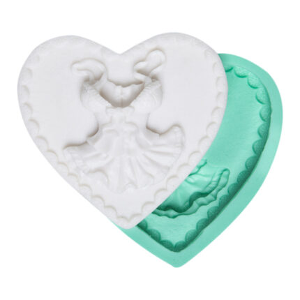 Korseli kalp figürü silikon kalıbı: Romantik kalp kokulu taş yapımı için ideal.