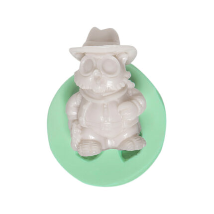 Kovboy baykuş silikon kalıbı: Meslek temalı dekorasyon için sevimli baykuş figürü.