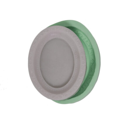 Kurdelya detaylı küçük yuvarlak çerçeve silikon kalıp modeli.