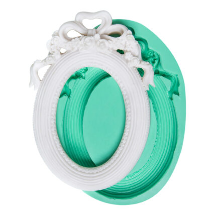 Kurdele süslemeli çerçeve kalıbı ve reçine süs örneği. Şık çerçeve kokulu taş yapımı için ideal.