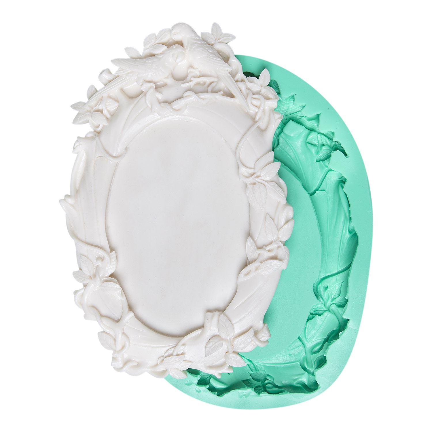 kuslu-sarmasik-cerceve-seklinde-silikon-epoksi-recine-kalibi-kk-0458.jpg Sarmaşık kuşlu çerçeve kalıbı ve dökülmüş çerçeve örneği. Doğa desenli çerçeve biblo yapımı için silikon kalıp.