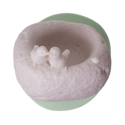 Kuşlu taş görünümlü saksı silikon kalıp modeli. Bahçe dekorasyonu için ideal.