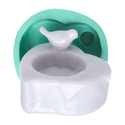 Kuşlu tealight mumluk silikon kalıbı: Dekoratif mum, sabun, alçı veya kokulutaş objeler yapmak için ideal.