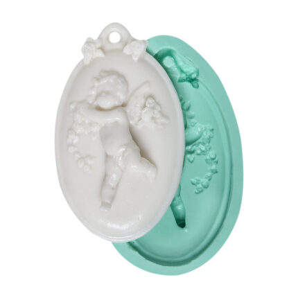 Kurdelya desenli melek silikon kalıbı ve döküm örneği. Melek temalı mum, alçı, epoksi, sabun yapımı için ideal.