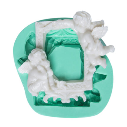 Dörtgen Melek Figürlü Çerçeve silikon kalıbı: melek temalı reçine süs yapımı için ideal.