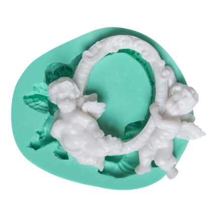 Yuvarlak Melek Figürlü Çerçeve silikon kalıbı. Melek temalı reçine süs yapımı için ideal.