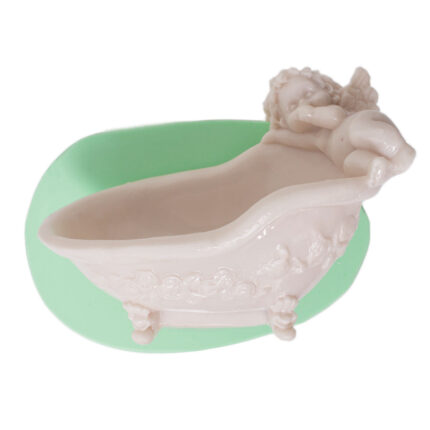 Melekli küvet silikon kalıp: Bebek banyosu temalı süs için melek figürlü küvet silikon kalıbı.