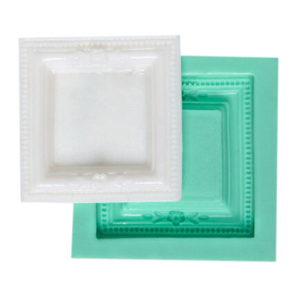 Minik güllü kare çerçeve silikon kalıbı. Çiçekli çerçeve biblo yapımı için ideal.