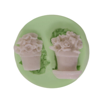 Minik saksıda çiçekler silikon kalıbı: Bahçe temalı süs için çiçek kalıbı.