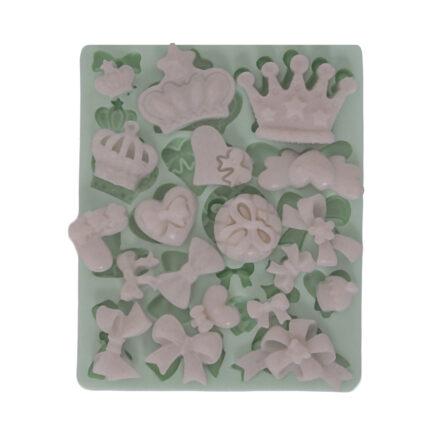 Minik taç ve fiyonk çeşitleri silikon kalıbı. Kız çocuk odası dekorasyonu, sabun, takı yapımı için ideal.
