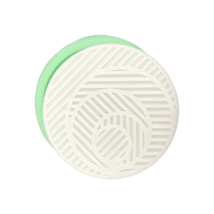 Model-19 yuvarlak bardak altlığı silikon kalıp. Desenli beyaz yuvarlak kalıp ve yeşil taban.