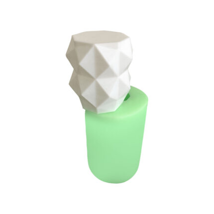 Model-2 geometrik desenli mum silikon kalıbı ve bitmiş mum örneği. Dekoratif geometrik mum kalıbı.