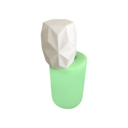 Model-4 geometrik desenli mum silikon kalıbı ve dökülmüş geometrik mum örneği.