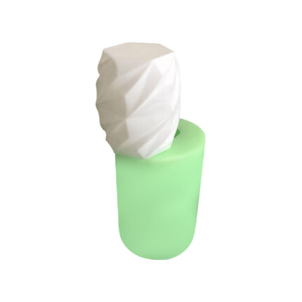 Model-5 geometrik desenli mum silikon kalıp ve ondan çıkarılmış geometrik mum.