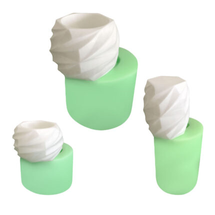 Model-5 geometrik desenli set silikon kalıp ile üretilmiş saksı ve kalıpları.