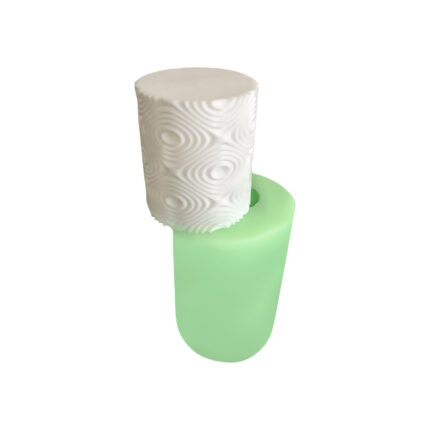 Model-6 geometrik desenli mum silikon kalıbı ve kalıptan çıkmış geometrik desenli mum.