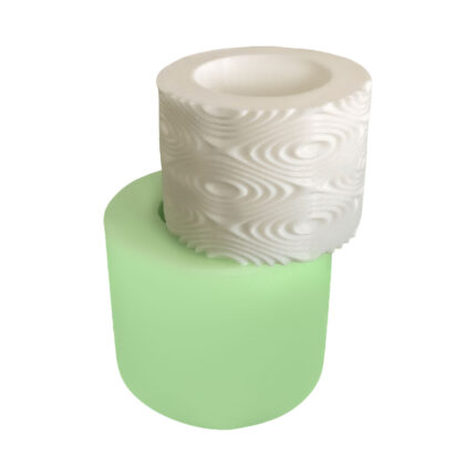 Model-6 geometrik desenli saksı silikon kalıp ve dökülmüş saksı örneği. Desenli saksı yapımı için ideal.