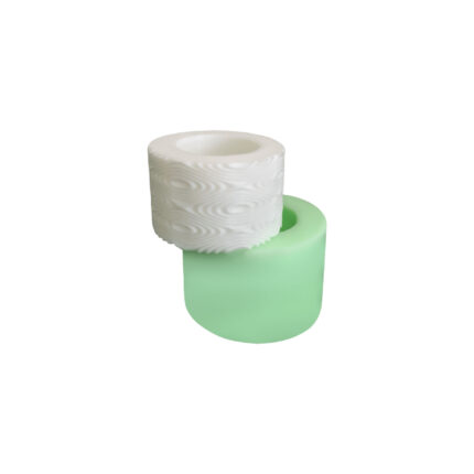 Model-6 geometrik desenli tealight mum silikon kalıp ve kalıptan çıkmış mum örneği.