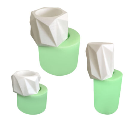 Model-7 geometrik desenli set silikon kalıp ve döküm saksı modelleri. Geometrik set silikon kalıp örneği.