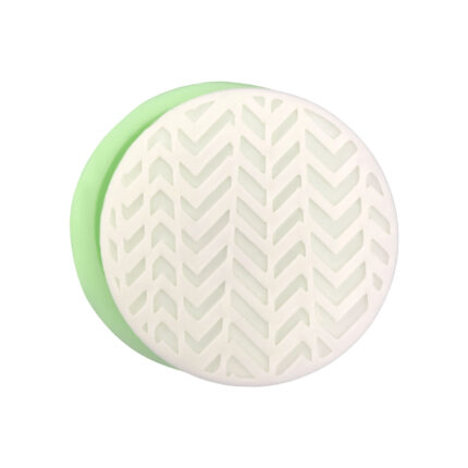 Model-9 yuvarlak bardak altlığı silikon kalıp: Yeşil ve beyaz renkte, desenli yuvarlak silikon kalıp.