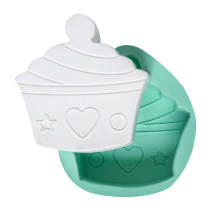Muffin silikon kalıp: Muffin temalı mum, alçı, epoksi, sabun yapımı için ideal. Kurdelya Şık Muffin Silikon Kalıp Modeli.