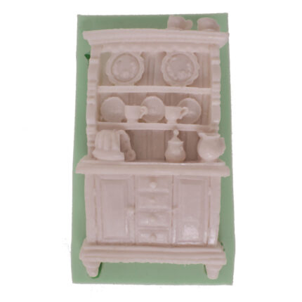 Mutfak vitrini silikon kalıbı: Minyatür mobilya yapımı için detaylı mutfak dolabı figürü.
